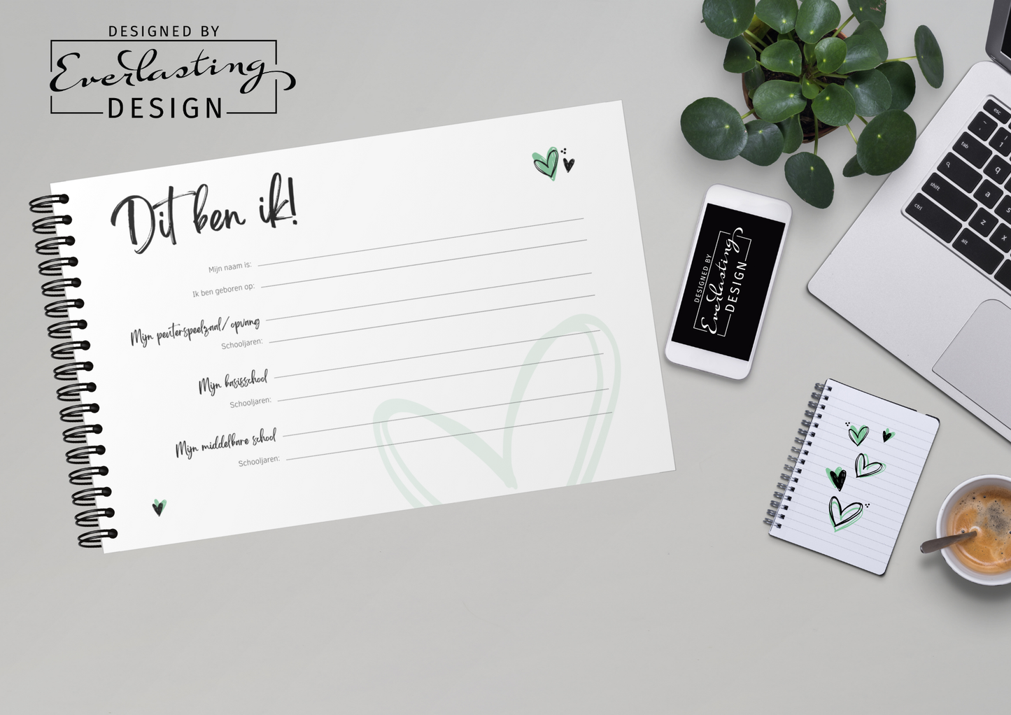 Schoolfotoboek Graffiti Hearts - A4 liggend