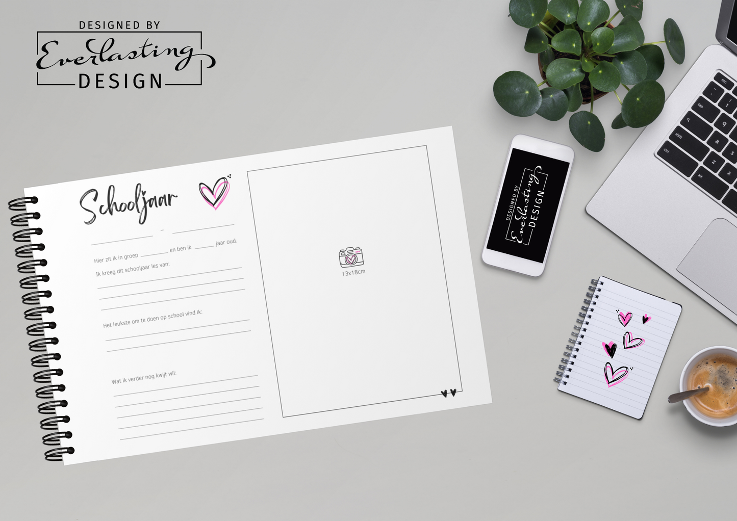 Schoolfotoboek Graffiti Hearts - A4 liggend