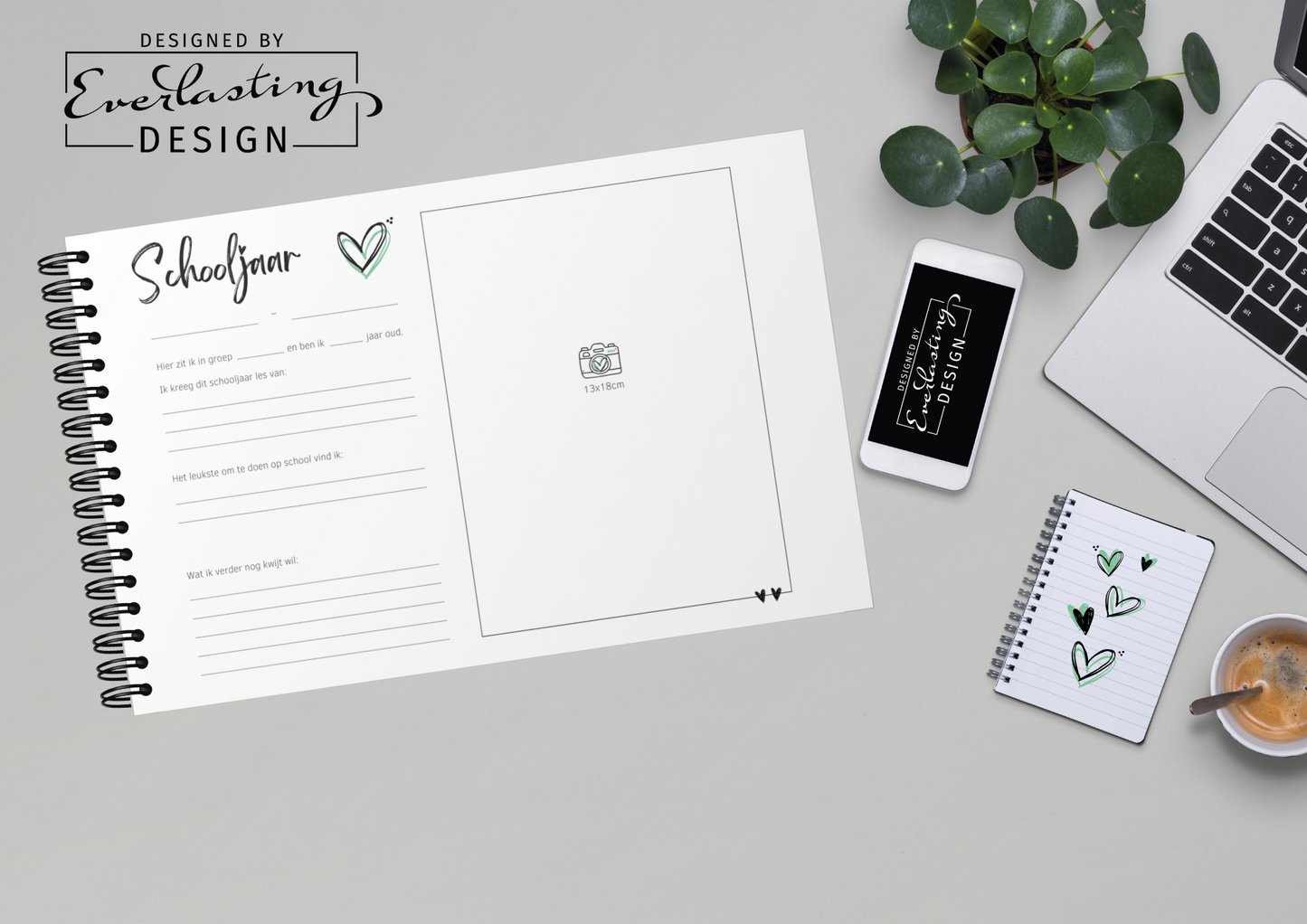 Schoolfotoboek Graffiti Hearts - A4 liggend - GEPERSONALISEERD