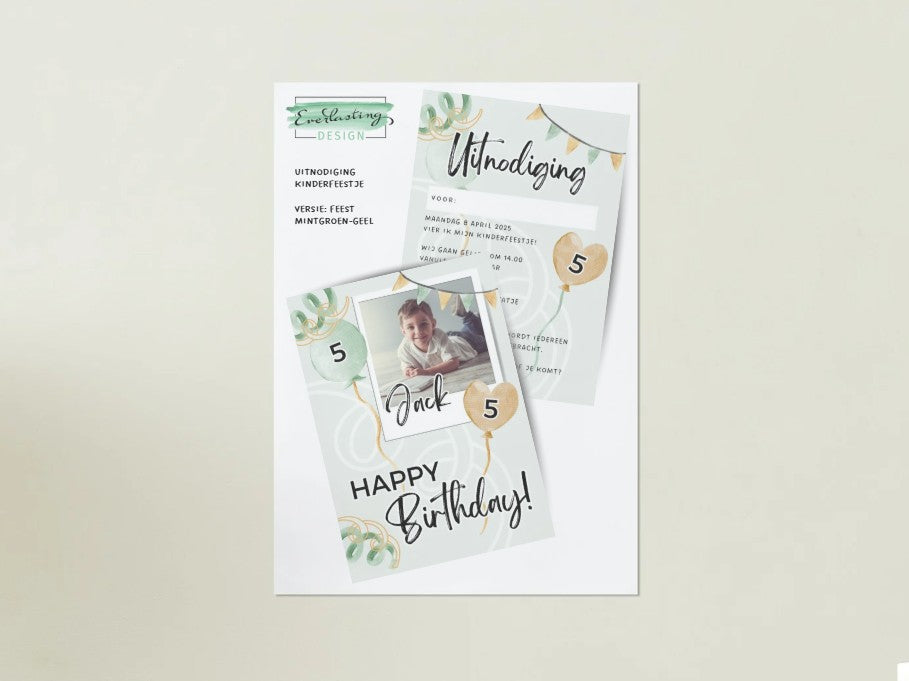 Kinderfeestje uitnodiging FEEST - Professioneel ontwerp, pakket posters en kaartjes