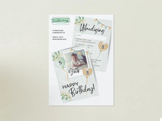 Kinderfeestje uitnodiging FEEST - Professioneel ontwerp, digitaal (printable)